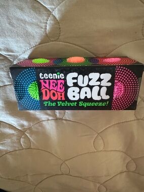Fuzz Ball Velvet Squeeze Toy - Neon Pink & Neon Green